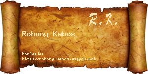 Rohony Kabos névjegykártya
